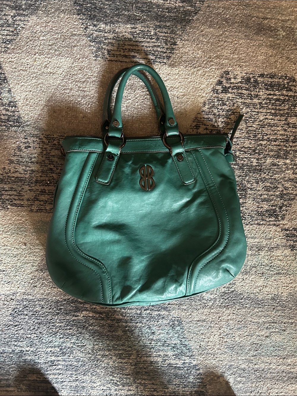 bill blass Emerald Green Leather Shoulder Tote